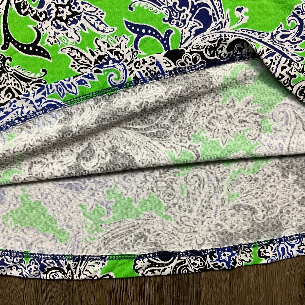 IBKUL Paisley Long Sleeve Quarter Zip Golf Shirt Womens XL Green Blue UPF50 - Picture 5 of 8
